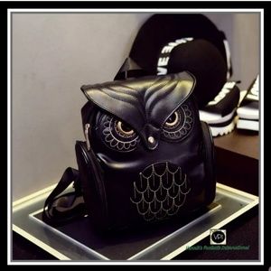 Playful Leather Owl Mini Backpack